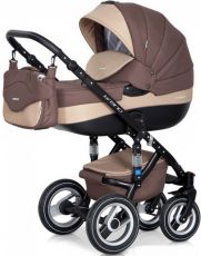 Детская коляска 2 в 1 Riko Brano 05 Beige (бежевая кожа – коричневая ткань)